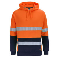 Orange/Navy HI VIS D+N 330g Pullover Hoodie | Reflective Tape | 3 Panel Hood with Drawcord | Industry Workwear