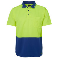 Lime/Royal HI Vis Traditional Polo | Non-Cuff | Classic Fit | Industry Workwear  [Clothing Size: 2X-Small]