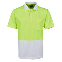 Lime/White HI Vis Traditional Polo | Non-Cuff | Classic Fit | Industry Workwear  [Clothing Size: 2X-Small]