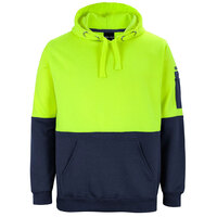 Lime/Navy HI VIS Pull Over Hoodie  | Hood with drawcord | Industry Workwear